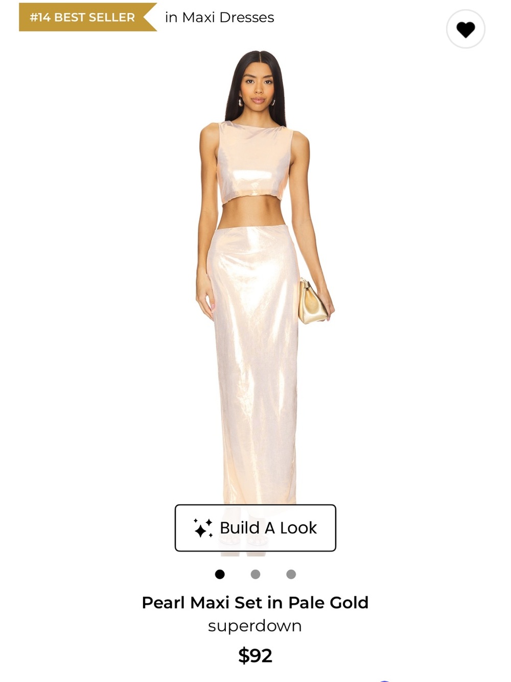 Revolve Superdown Pearl Maxi Set in Pale Gold NWT!!
